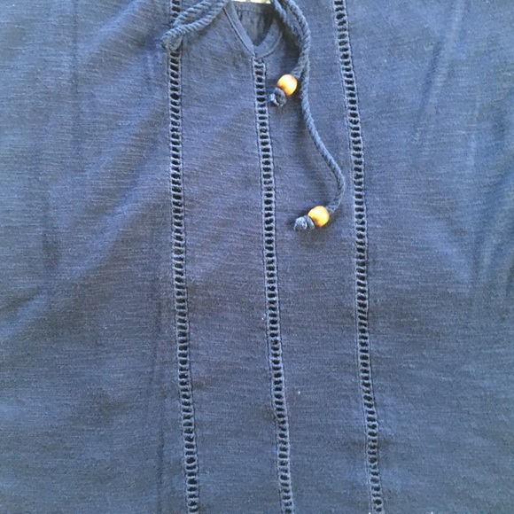 Navy Knit Top with Cut-Out and Embroidered Details - Picture 2 of 4